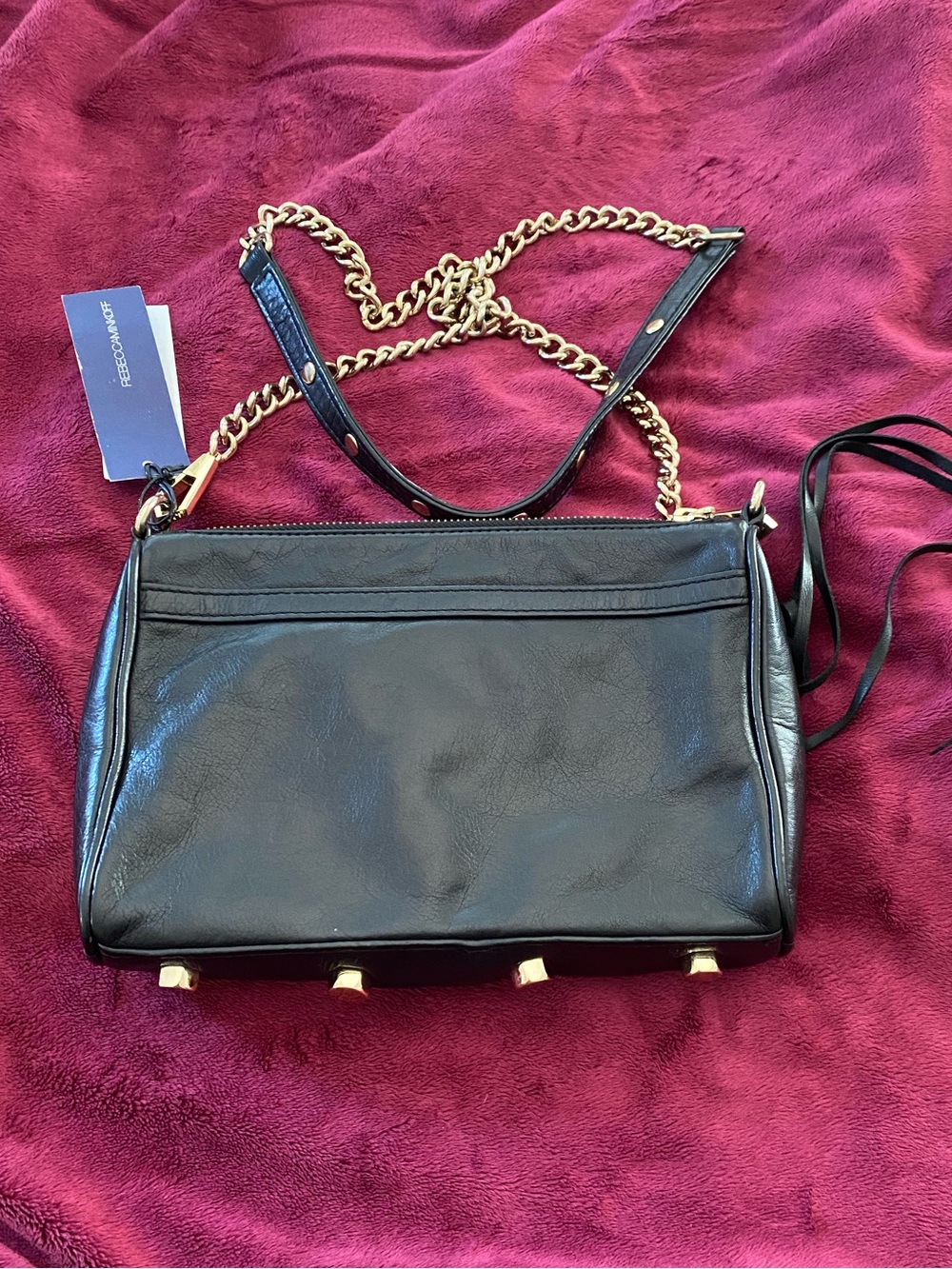 NWOT Rebecca Minkoff Black Italian leather MINI MAC with Gold Hardware - Picture 3 of 10